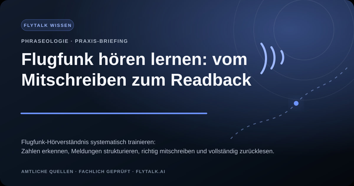 Flugfunk hören lernen: vom Mitschreiben zum Readback – FlyTalk Praxis-Briefing im Themenbereich Phraseologie