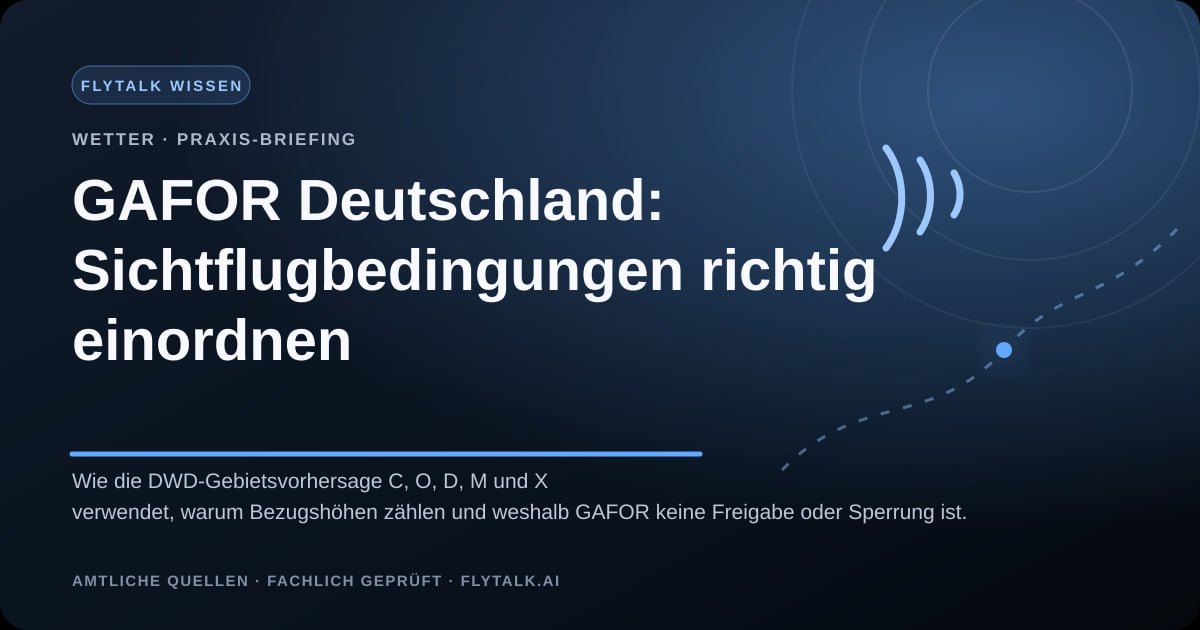 GAFOR Deutschland: Sichtflugbedingungen richtig einordnen – FlyTalk Praxis-Briefing im Themenbereich Flugwetter und Funkvorbereitung